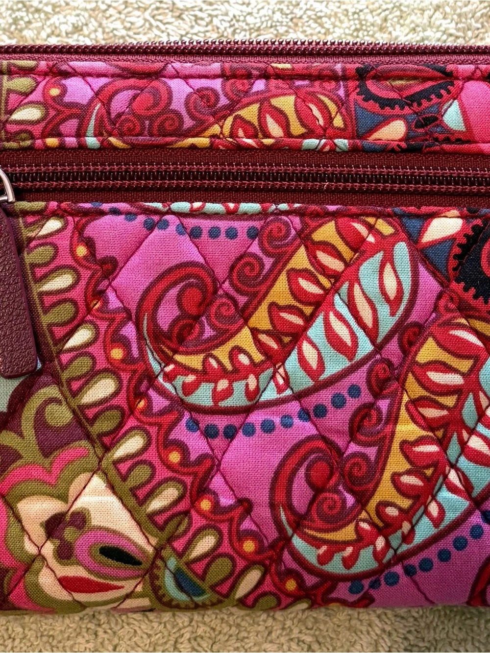 Vera Bradley Floral Quilted Tote Bag & Matching Wallet Bundle Set